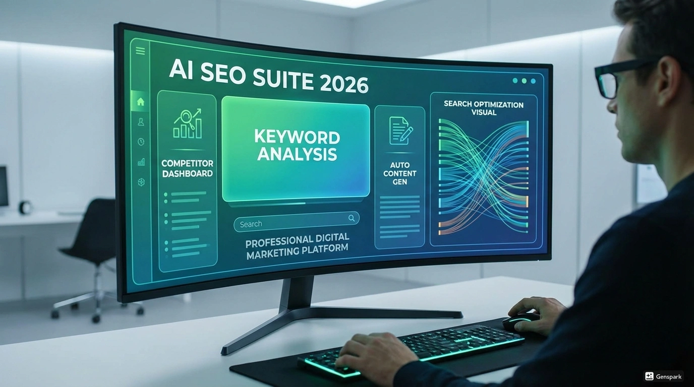 SEO оптимизация с помощью AI инструментов 2026. AI инструмент анализирующий ключевые слова, конкурентов и автоматически генерирующий SEO-оптимизированный контент