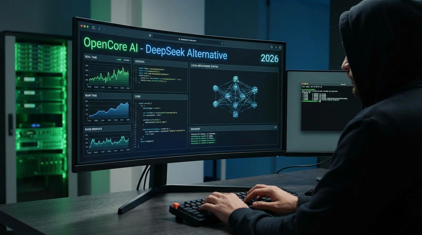 DeepSeek AI - open-source альтернатива ChatGPT. Интерфейс DeepSeek AI, open-source альтернатива, визуализация локального развертывания AI модели