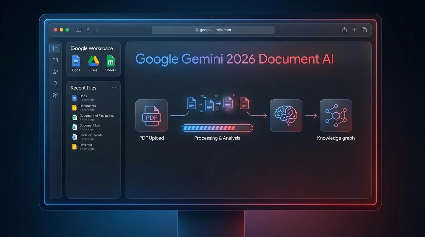 Gemini анализ документов - загрузка PDF и обработка. Интерфейс Google Gemini для анализа документов, загрузка PDF файлов, интеграция с Google Workspace