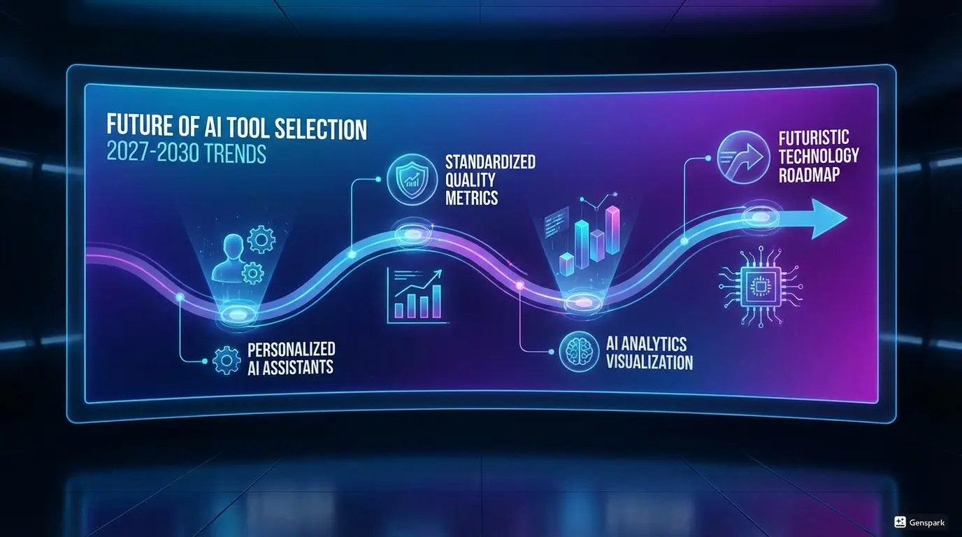 Будущее выбора AI инструментов тренды 2027-2030. Персонализированные AI ассистенты, стандартизированные метрики качества, визуализация AI аналитики, футуристическая дорожная карта технологий