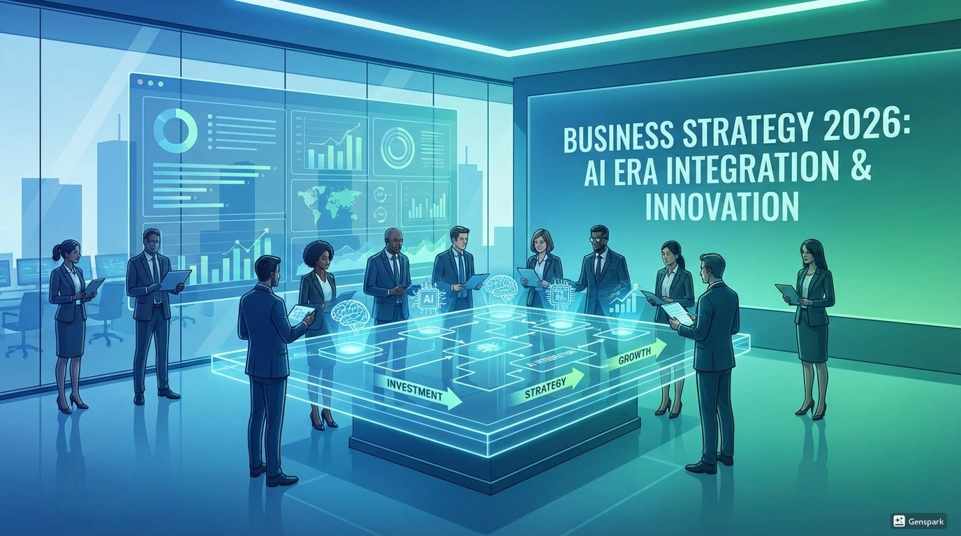 Бизнес стратегии в эпоху ИИ 2026 - внедрение и инвестиции. Компании интегрирующие ИИ в операции с визуализацией потока инвестиций и стратегического планирования с AI инструментами